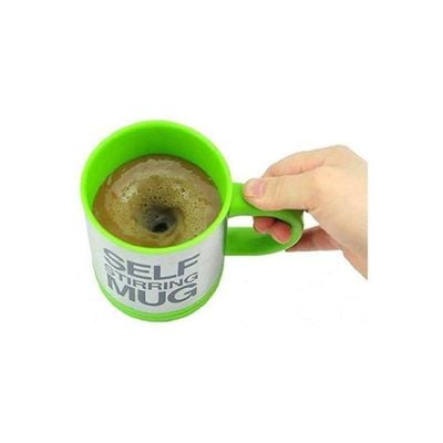 Stainless Steel Self Stirring Mug Green/Silver/Black 9.2x13.6x12.2centimeter