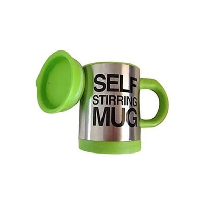 Stainless Steel Self Stirring Coffee Mug Green/Silver