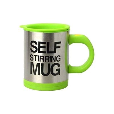 Stainless Steel Self Stirring Coffee Mug Green/Silver