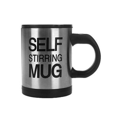 Electric Self Stirring Coffee Mug Silver/Black 8.8x11.9centimeter