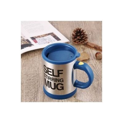 Electric Lazy Self Stirring Mug Blue/Silver/Black 8.88x11.2x13.5centimeter