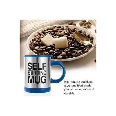 Electric Lazy Self Stirring Mug Blue/Silver/Black 8.88x11.2x13.5centimeter