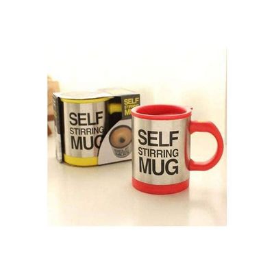 Automatic Electric Self Stirring Mug Coffee Mixing Drinking Cup Stainless Steel Red 350ml