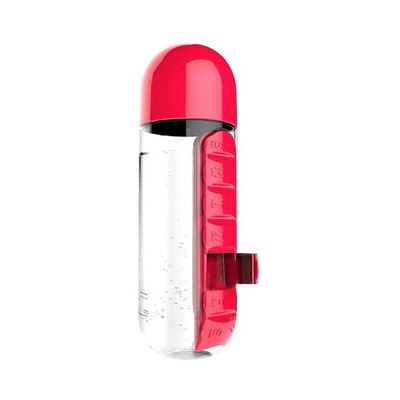 Pill Organizer Water Bottle Red 8 x 23.5centimeter