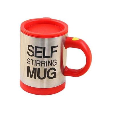 Self Stirring Mug Silver/Red/Black 12ounce