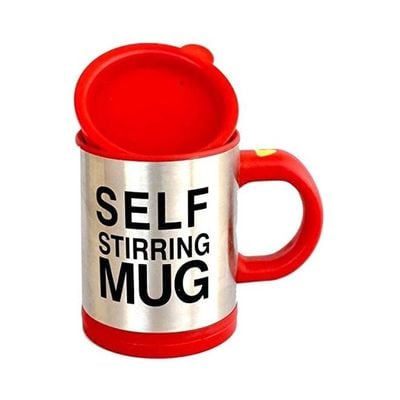 Electric Self Stirring Coffee Mug Red/Silver/Black 8.8x8.8x11.5centimeter