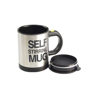 Electric Self Stirring Coffee Mug Silver/Black 3.6x5.4x5inch