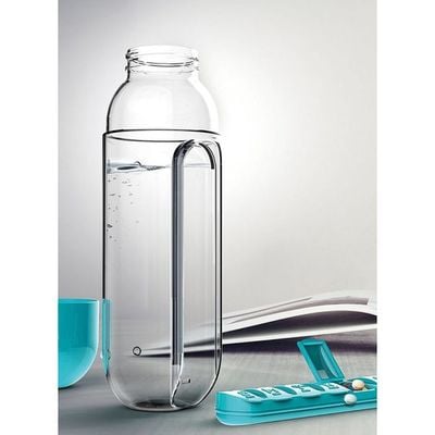 Plastic Water Bottle With Daily Pill Box Organizer Blue/Clear 23.5x6.9cm