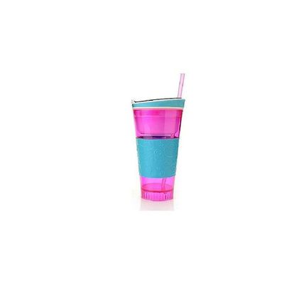 Plastic 2 in 1 Snack & Drink Cup One Cup [Red & Blue Colors] Blue