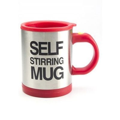 Self Stirring Mug Silver/Red 400ml