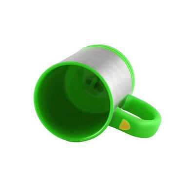 Self Stirring Mug Silver/Green 400ml