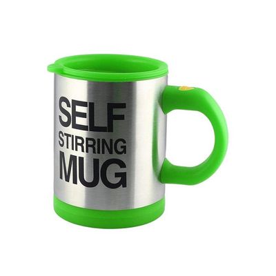 Self Stirring Mug Silver/Green 400ml