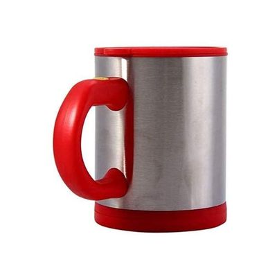 Double Insulated Self Stirring Coffee Mug Red/Silver 7.7x2.7x6.5inch