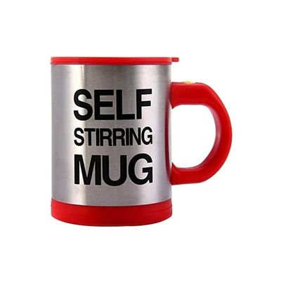 Double Insulated Self Stirring Coffee Mug Red/Silver 7.7x2.7x6.5inch