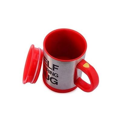 Double Insulated Self Stirring Coffee Mug Red/Silver 7.7x2.7x6.5inch