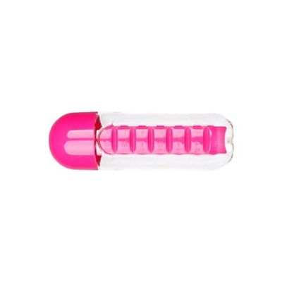 Plastic Water Bottle With Daily Pill Box Organizer Pink/Clear 23.5x6.9cm