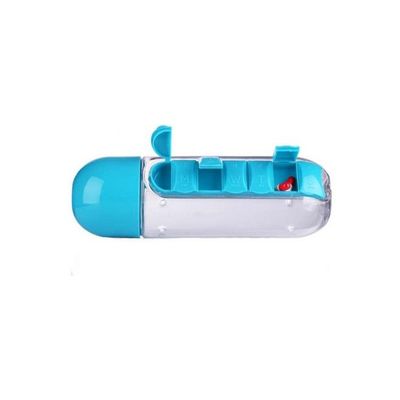 Water Bottle With Pill Organizer Blue/Clear 0.069x23.5meter