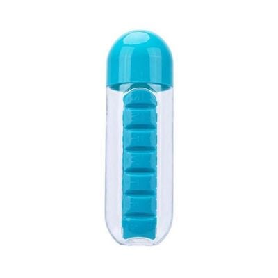 Water Bottle With Pill Organizer Blue/Clear 0.069x23.5meter