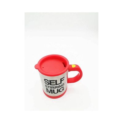 Automatic Electric Self Stirring Mug Coffee Mixing Drinking Cup Stainless Steel Red 350ml