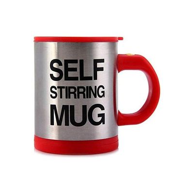 Automatic Electric Self Stirring Mug Coffee Mixing Drinking Cup Stainless Steel Red 350ml