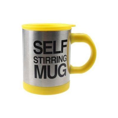 Automatic Electric Self Stirring Mug Yellow/Black 8.8x8.8x11.5centimeter