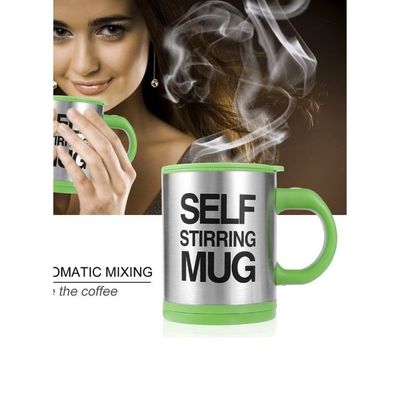 Self Stirring Coffee Mug Green/Silver 11.9centimeter