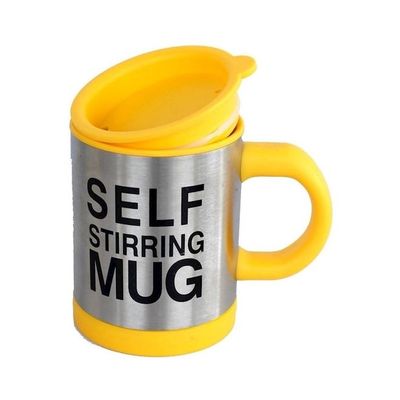 Self Stirring Mug Silver/Black/Yellow 11.6x8.5centimeter