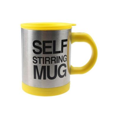 Self Stirring Mug Silver/Black/Yellow 11.6x8.5centimeter