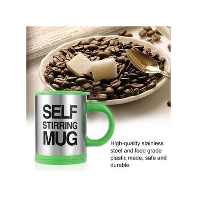 Self Stirring Auto Mixing Tea Coffee Mug Green 400ml