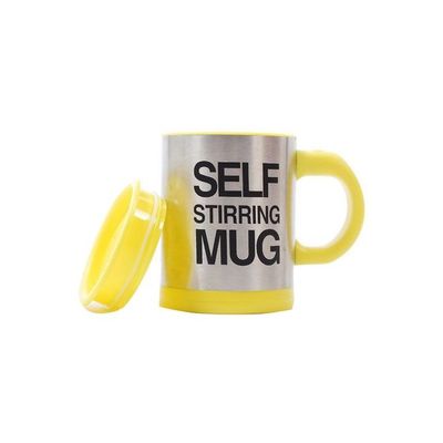 Automatic Electric Self Stirring Mug Silver/Black/Yellow 13.5x12x9.3centimeter