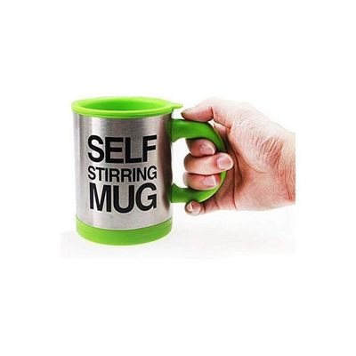 Stainless Steel Self Stirring Coffee Mug Green/Silver 3.6x5.4x4.8inch