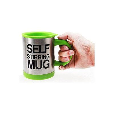 Automatic Electric Self Stirring Mug Coffee Mixing Drinking Cup Stainless Steel Green 350ml