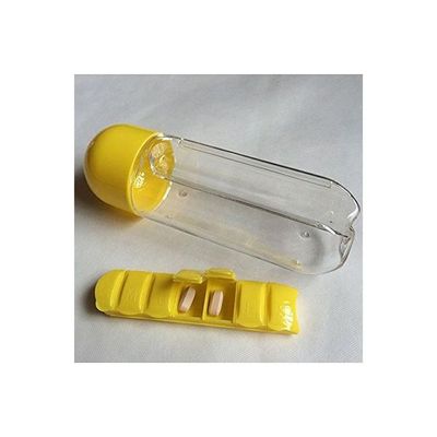 Water Bottle With Pill Box Organizer Yellow/Clear 7.5x23.5centimeter
