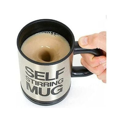 Self-Stirring Electric Coffee Cup Silver-Black 350ml