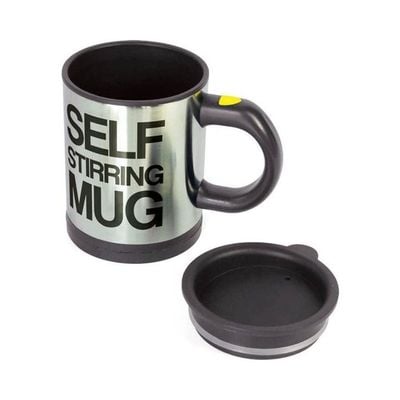 Self-Stirring Electric Coffee Cup Silver-Black 350ml