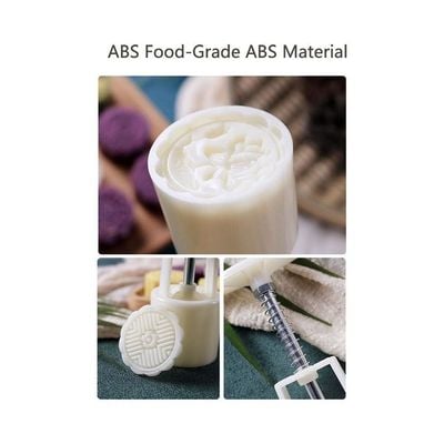 Mid-Autumn Festival Moon Cake Making Mold With 6 Stamp White/Beige/Silver 14 x 5 x 5cm