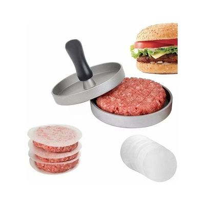 Aluminum Alloy Round Burger Meat Patty Maker Mold silver 11.7 x 9cm
