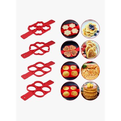 4-Slot Pancake Mold Red 16x4x10centimeter