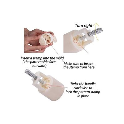 6-Piece 3D Mould Cookie Stamps And Hand Pressure Machine Off White