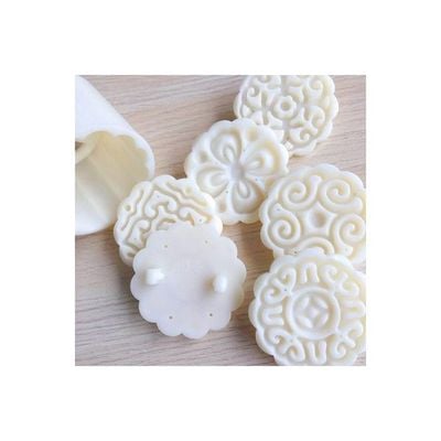 Round Shape Hand Pressed Adjustable Food Pastry Moon Cake Model white 14x5x4.5cm