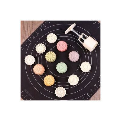 6-Piece Flower Shaped Moon Cake Mold White 14.5x6.7x5cm