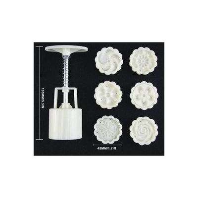 6-Piece Flower Shaped Moon Cake Mold White 14.5x6.7x5cm