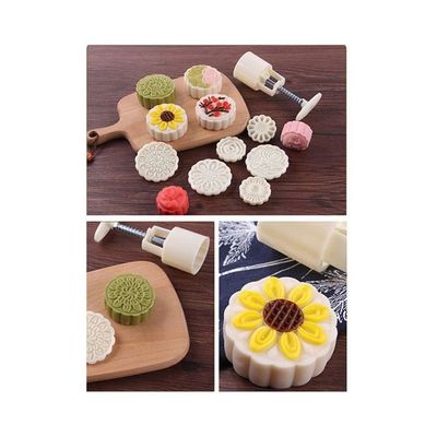 6-Piece Flower Shaped Moon Cake Mold White 14.5x6.7x5cm