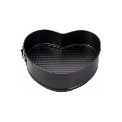 3 Pieces Non Stick Removable Bottom Round Heart Square Shape Cake Mold Set Black 26x26x2cm