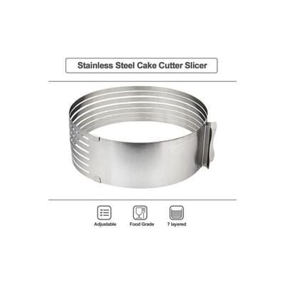 Stainless Steel Cake Cutter Slicer Adjustable Round Bread Cake Cutter Layered Slicer Cake Mold DIY Bake Tools Mousse Mold Kitchen Gadget Silver 25*9*25cm