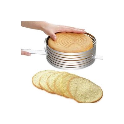 Stainless Steel Cake Cutter Slicer Adjustable Round Bread Cake Cutter Layered Slicer Cake Mold DIY Bake Tools Mousse Mold Kitchen Gadget Silver 25*9*25cm