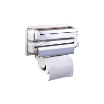 Kitchen Triple Paper Dispenser White/Black 3.1x15.1x7.4inch