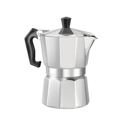 8-Angle Continental Moka Percolator Pot Silver/Black 8x8x15.5centimeter