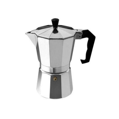 8-Angle Continental Moka Percolator Pot Silver/Black 9.2x9.2x19.5centimeter