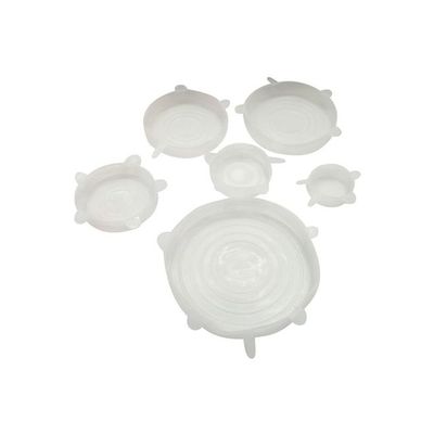 6-Piece Reusable Stretch Lid Set White 14.5inch